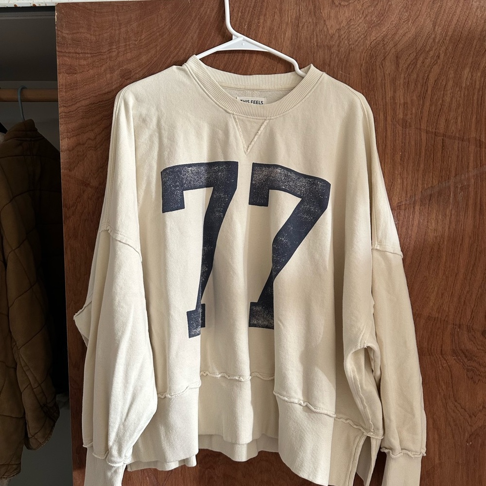 American Eagle Outfitters Cream Textured Sweatshirt